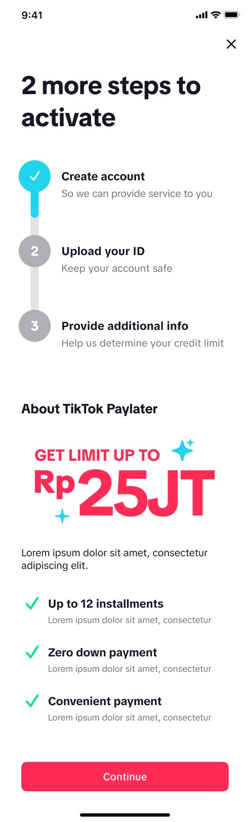 Landing page showing 3-task progress