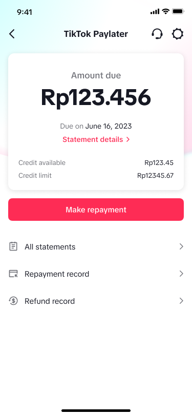 Homepage state 02: outstanding balance not overdue
